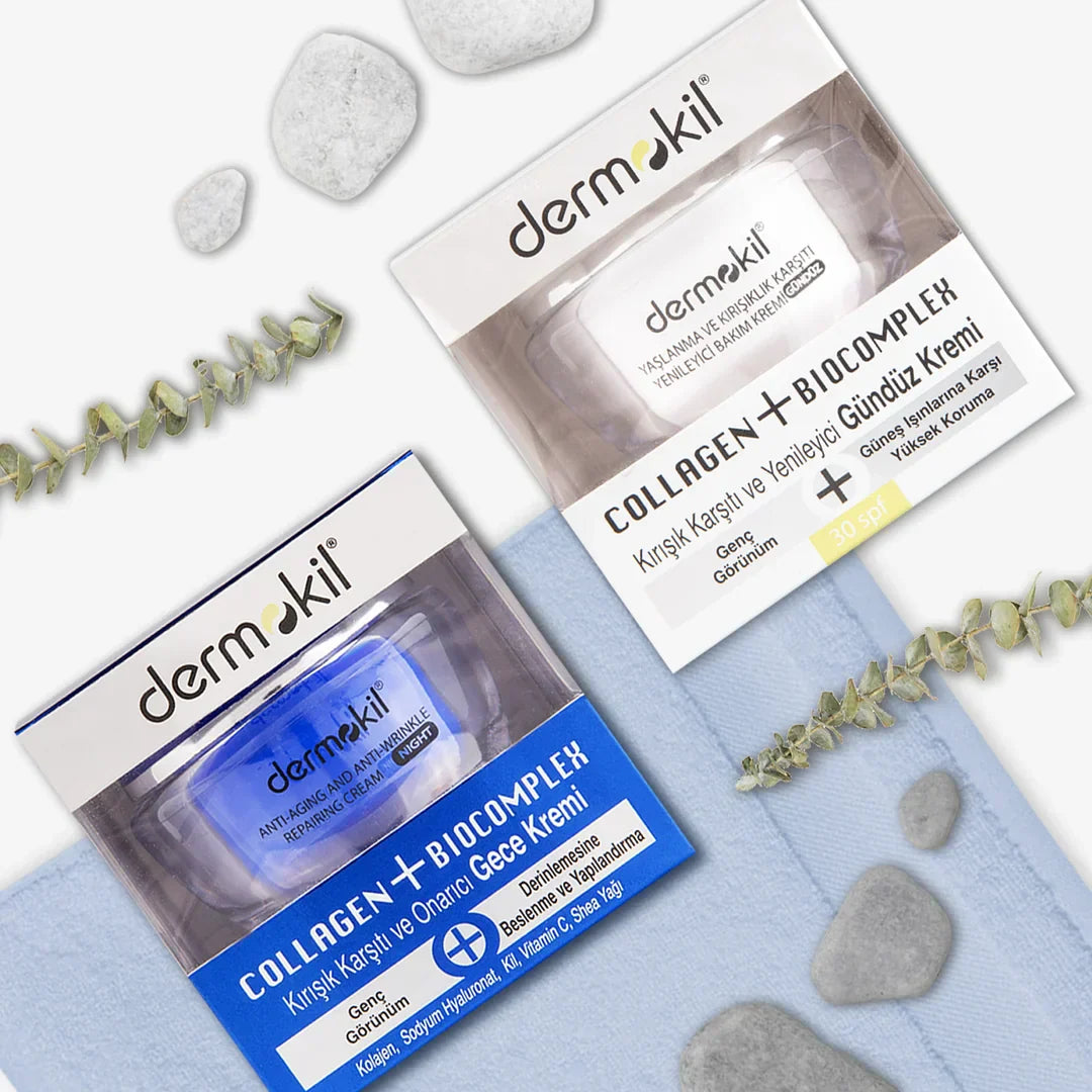 Kırışıklık önleme rehberi — bakuchiol peptit kağıt maske, kolajen nemlendirici ve SPF 50+ içerikli Dermokil yaşlanma karşıtı ürünler