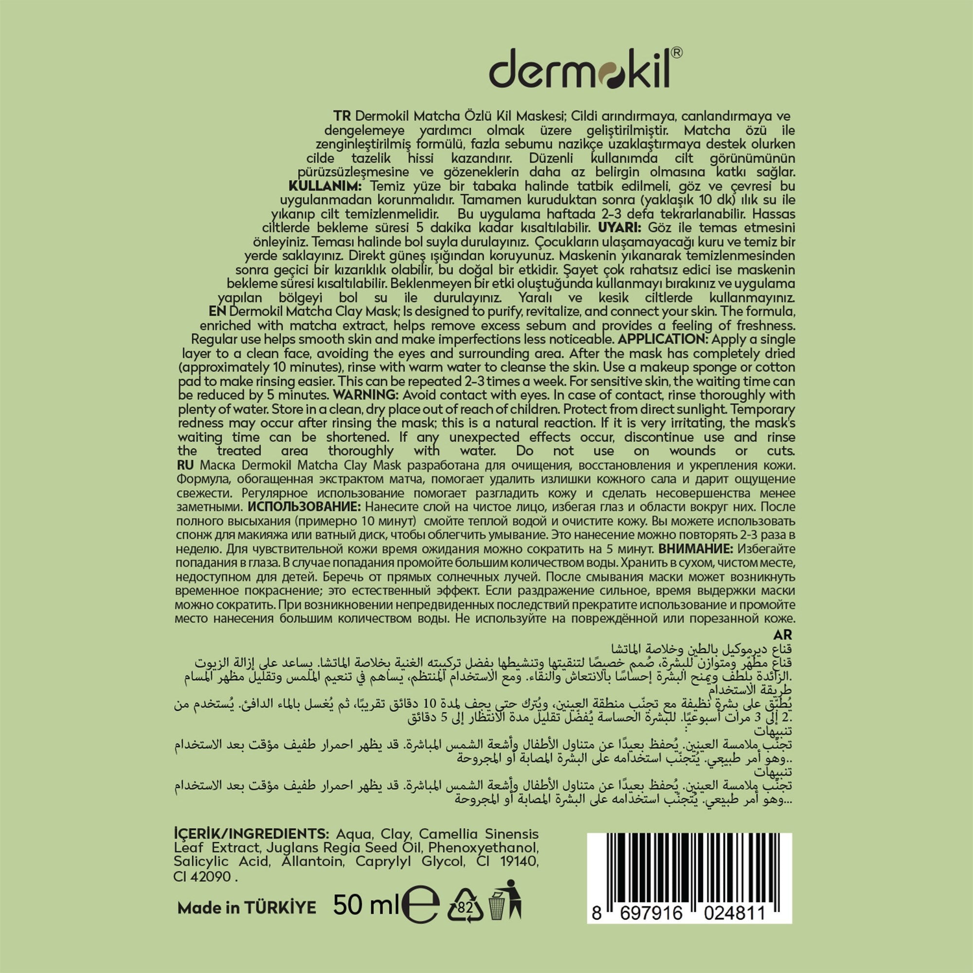 Akne ve Siyah Nokta Karşıtı Matcha Özlü Kil Maskesi 30 ml