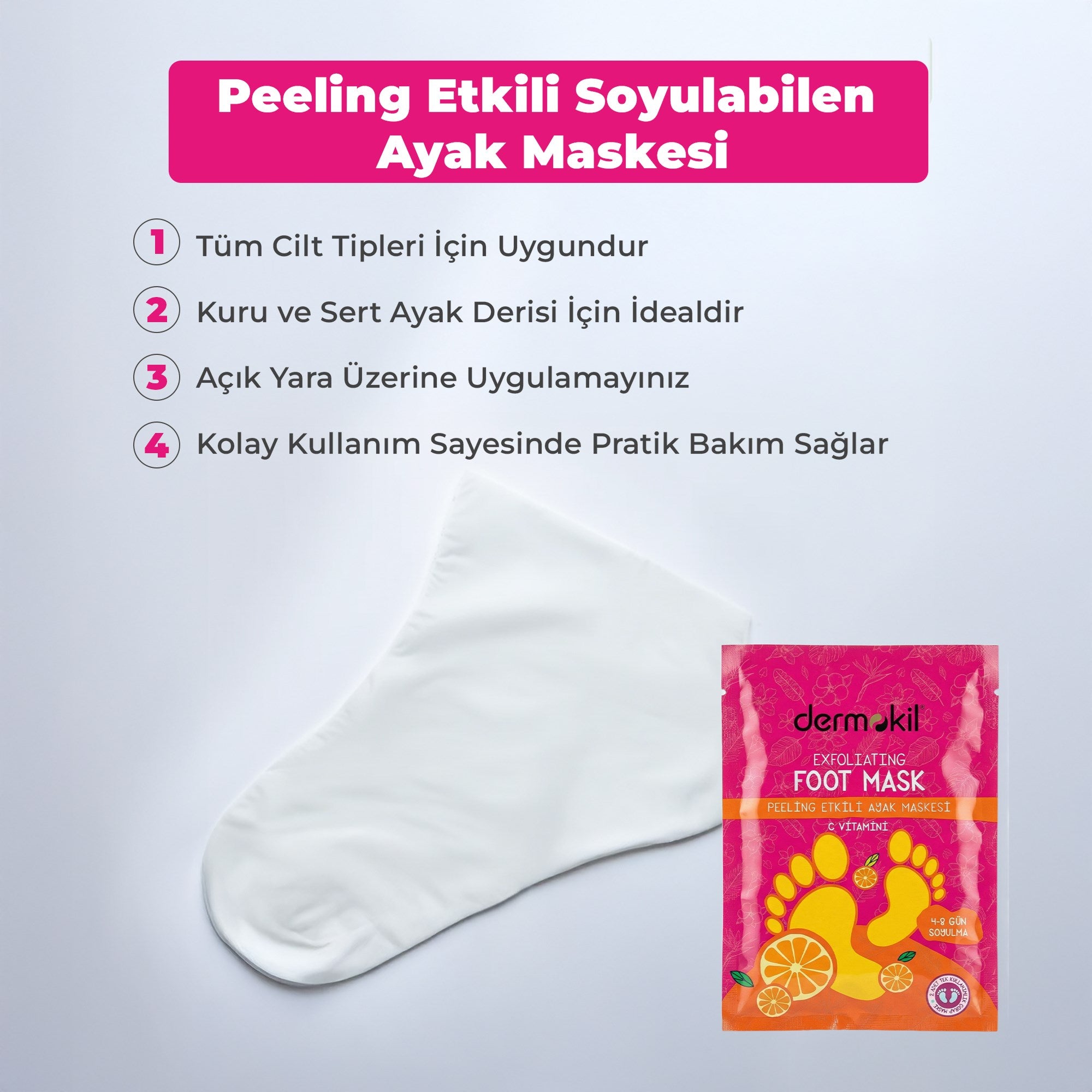 C Vitaminli Peeling Etkili Soyulabilen Çorap Tipi Ayak Maskesi 30 ml