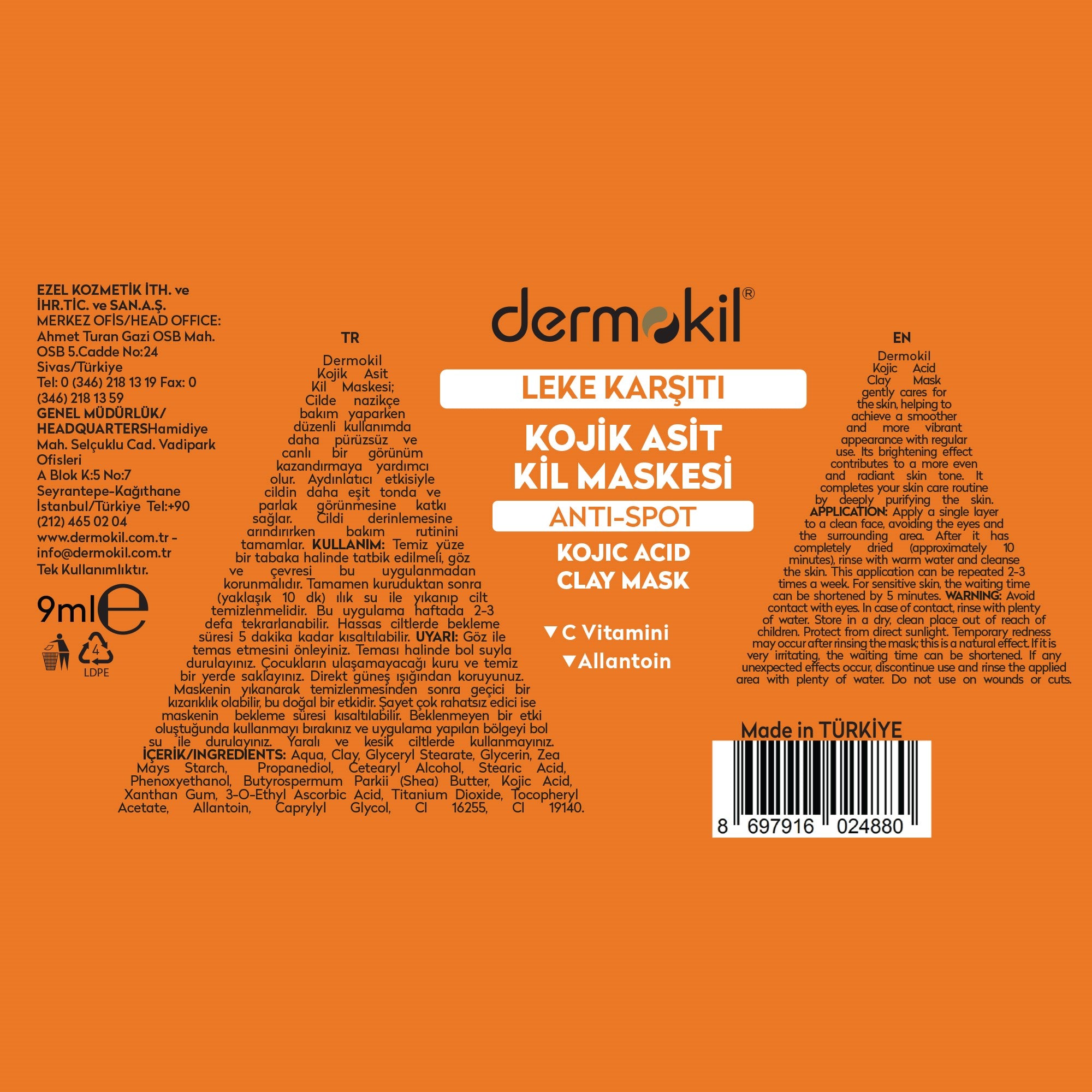 Leke Karşıtı Kojik Asit Kil Maskesi 9 ml