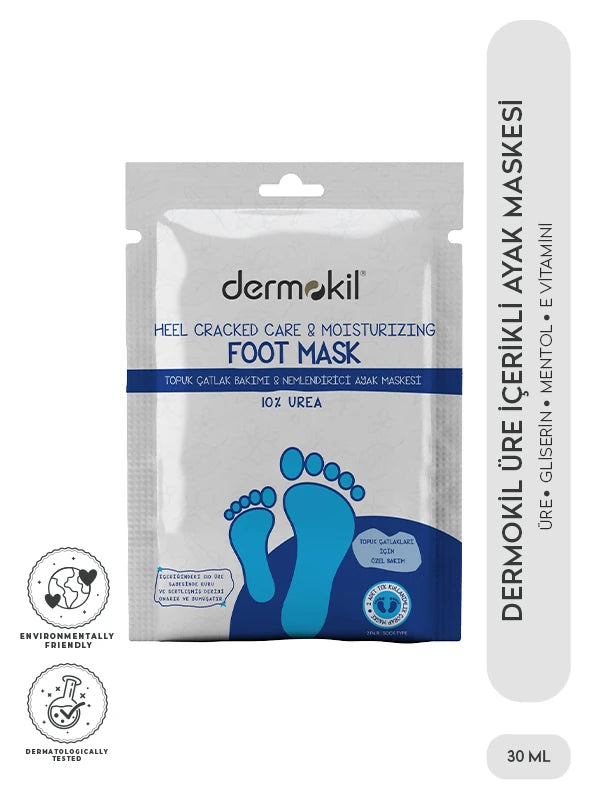 Topuk Çatlak Bakımı Nemlendirici %10 Üre İçerikli Ayak Maskesi 30 ml, Dermokil.