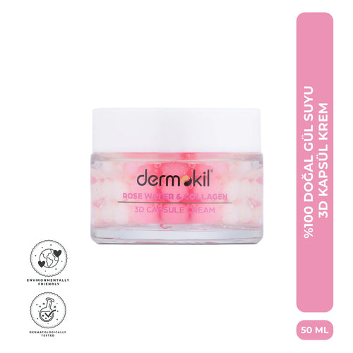 Canlandırıcı Yenileyici %100 Doğal Gül Suyu 3D Kapsül Krem 50 ml, Dermokil.