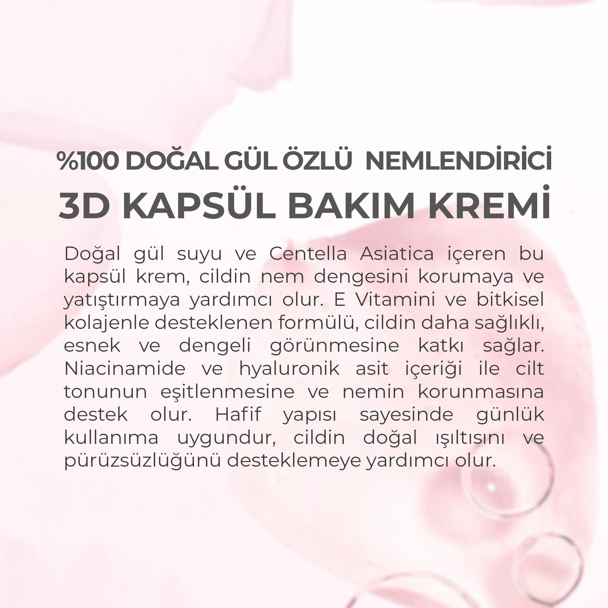 Canlandırıcı Yenileyici %100 Doğal Gül Suyu 3D Kapsül Krem 50 ml, Dermokil.