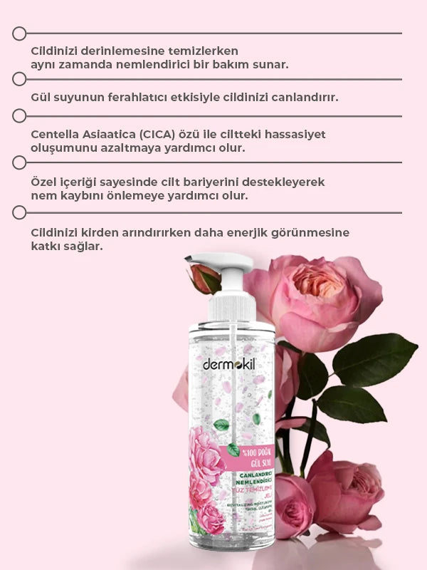 %100 Doğal Gül Suyu Cilt Bakım Seti - Dermokil