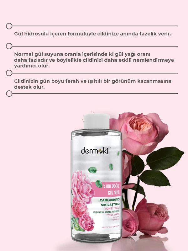 %100 Doğal Gül Suyu Cilt Bakım Seti - Dermokil