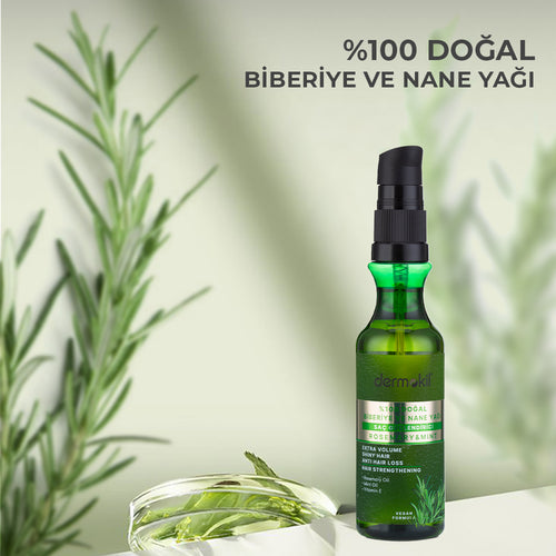 Saç Güçlendirici %100 Doğal Biberiye ve Nane Yağı 75 ml - Dermokil