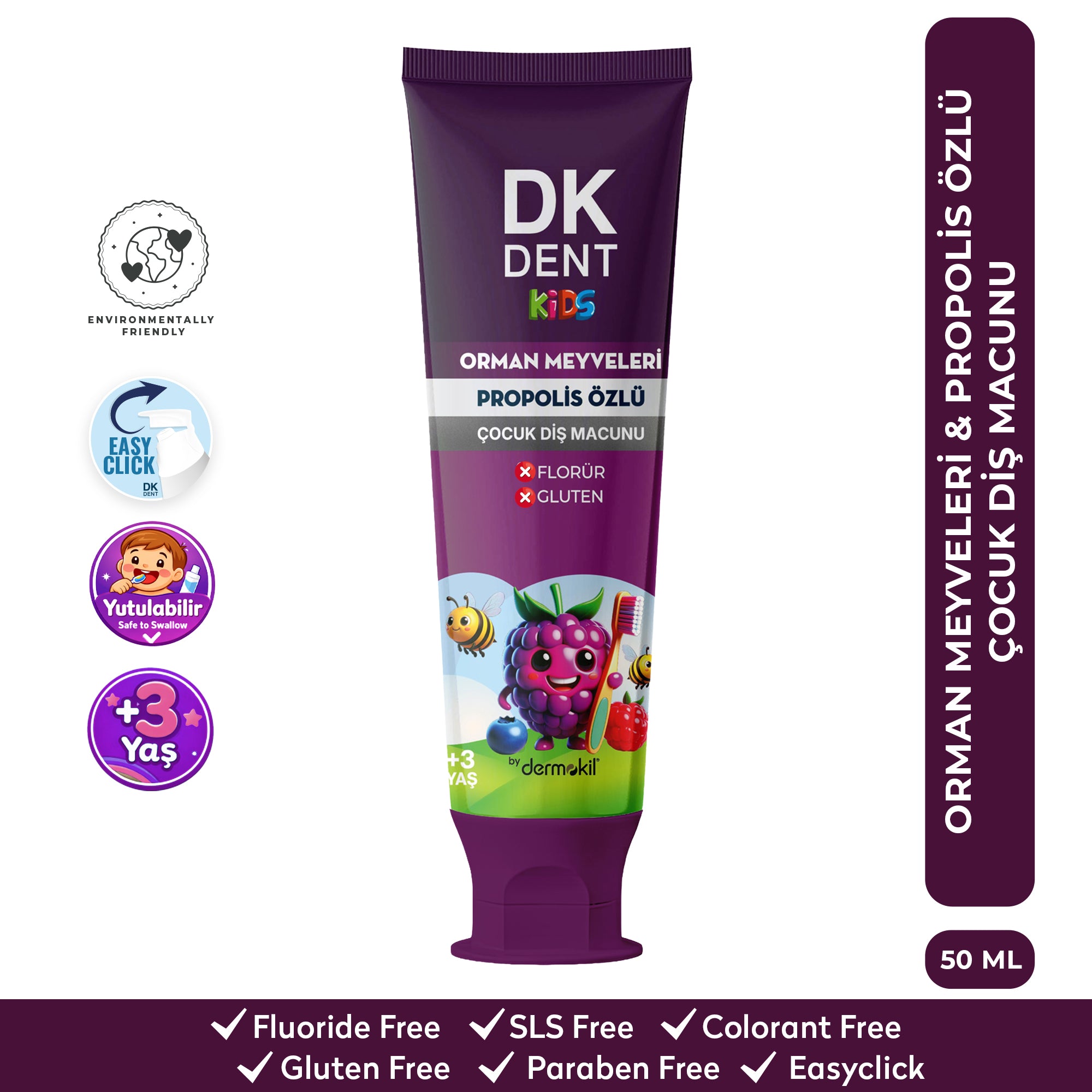 Orman Meyveleri Özlü Florürsüz Çocuk Diş Macunu 50 ml