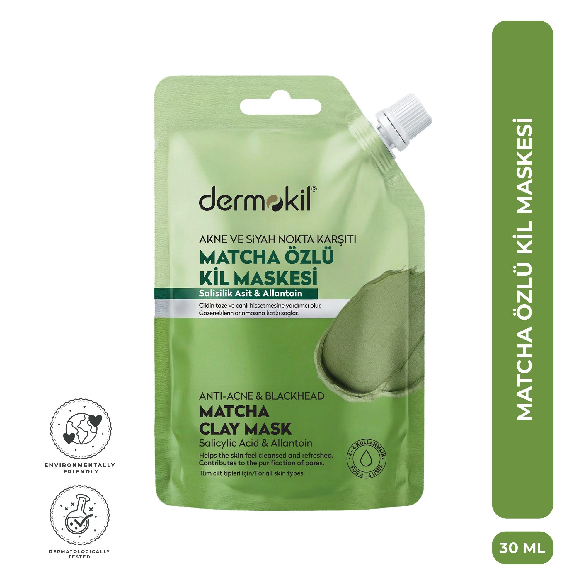 Akne ve Siyah Nokta Karşıtı Matcha Özlü Kil Maskesi 30 ml
