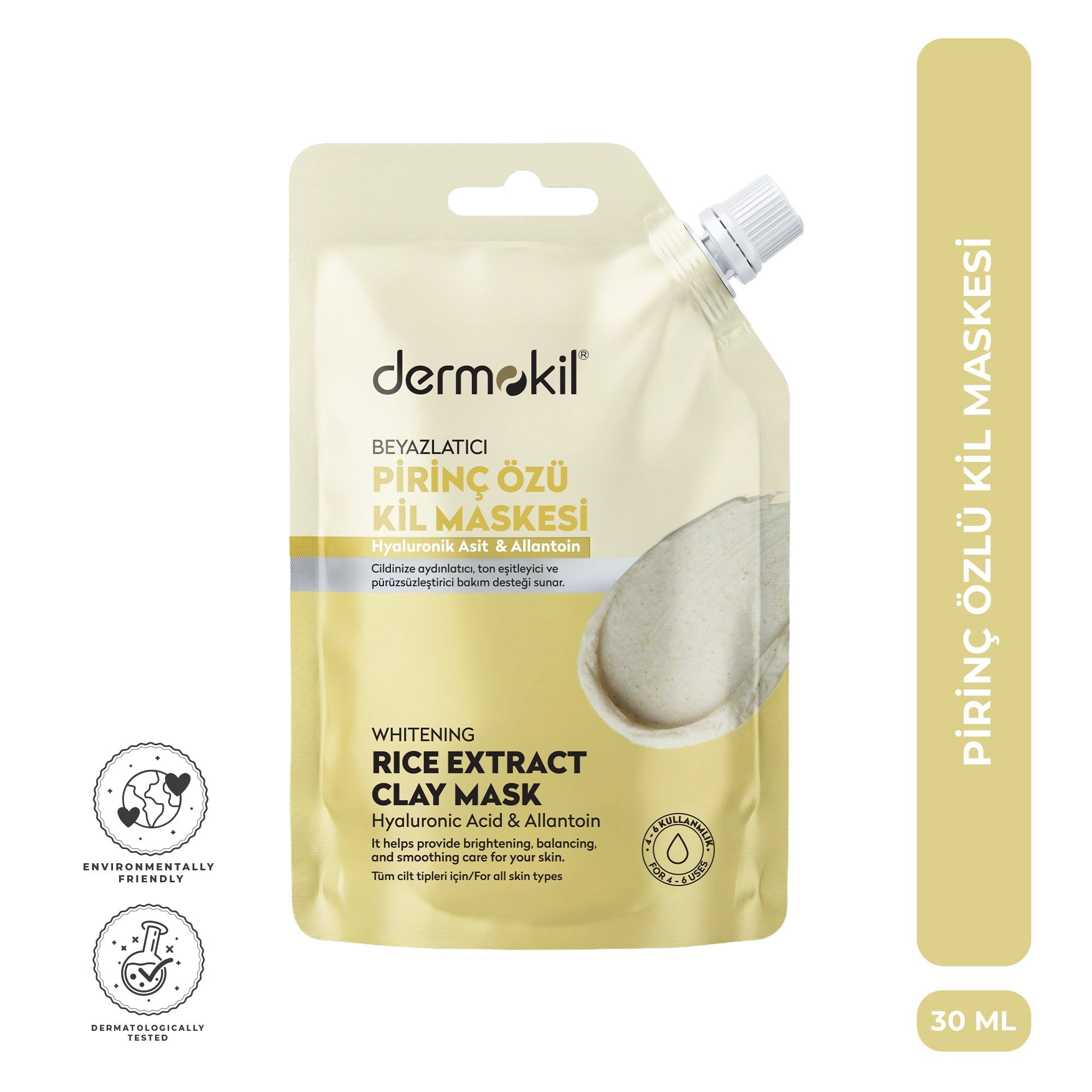 Dermokil Beyazlatıcı Etkili Pirinç Özü Kil Maske 30 ml