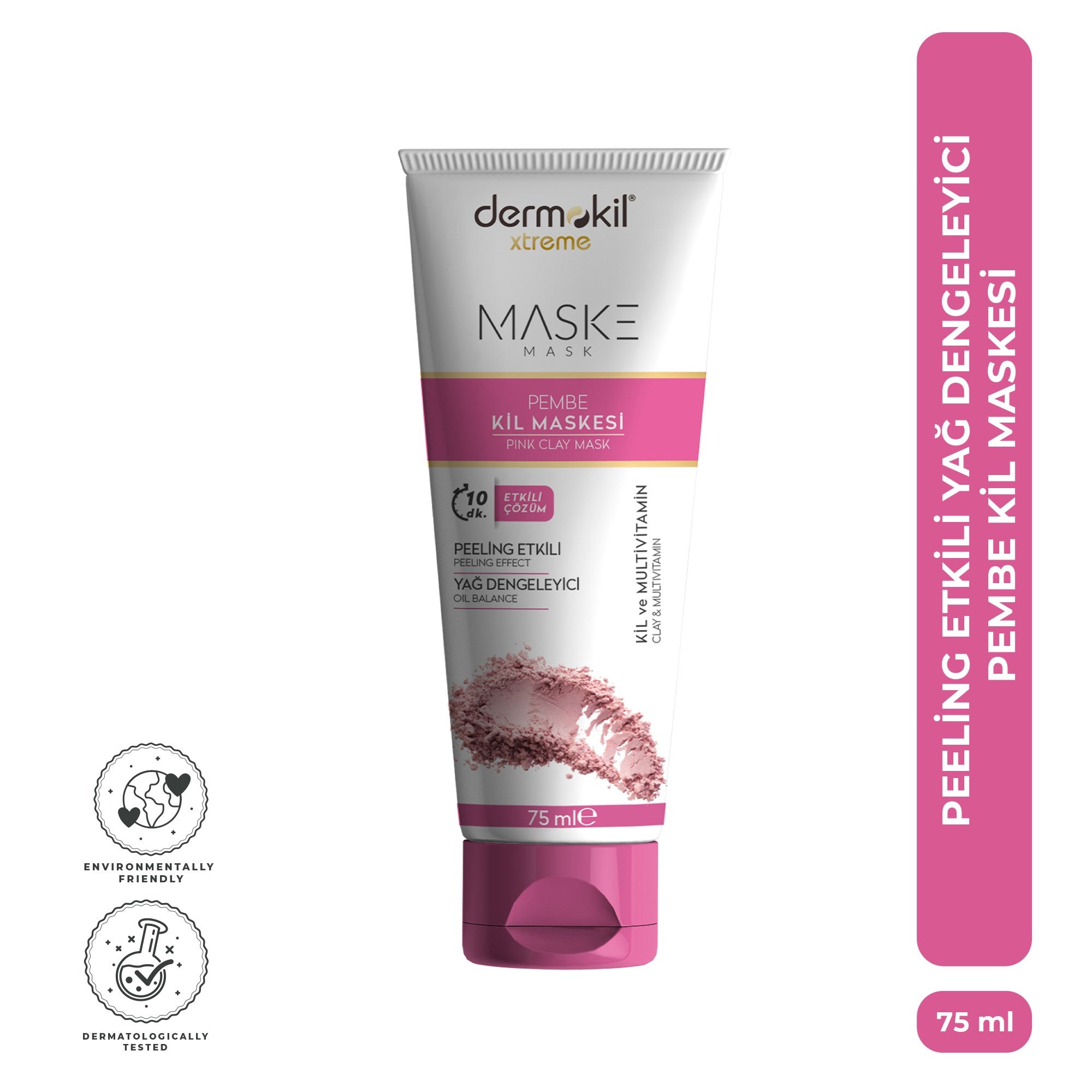 Peeling Etkili Yağ Dengeleyici Pembe Kil Maskesi 75 ml