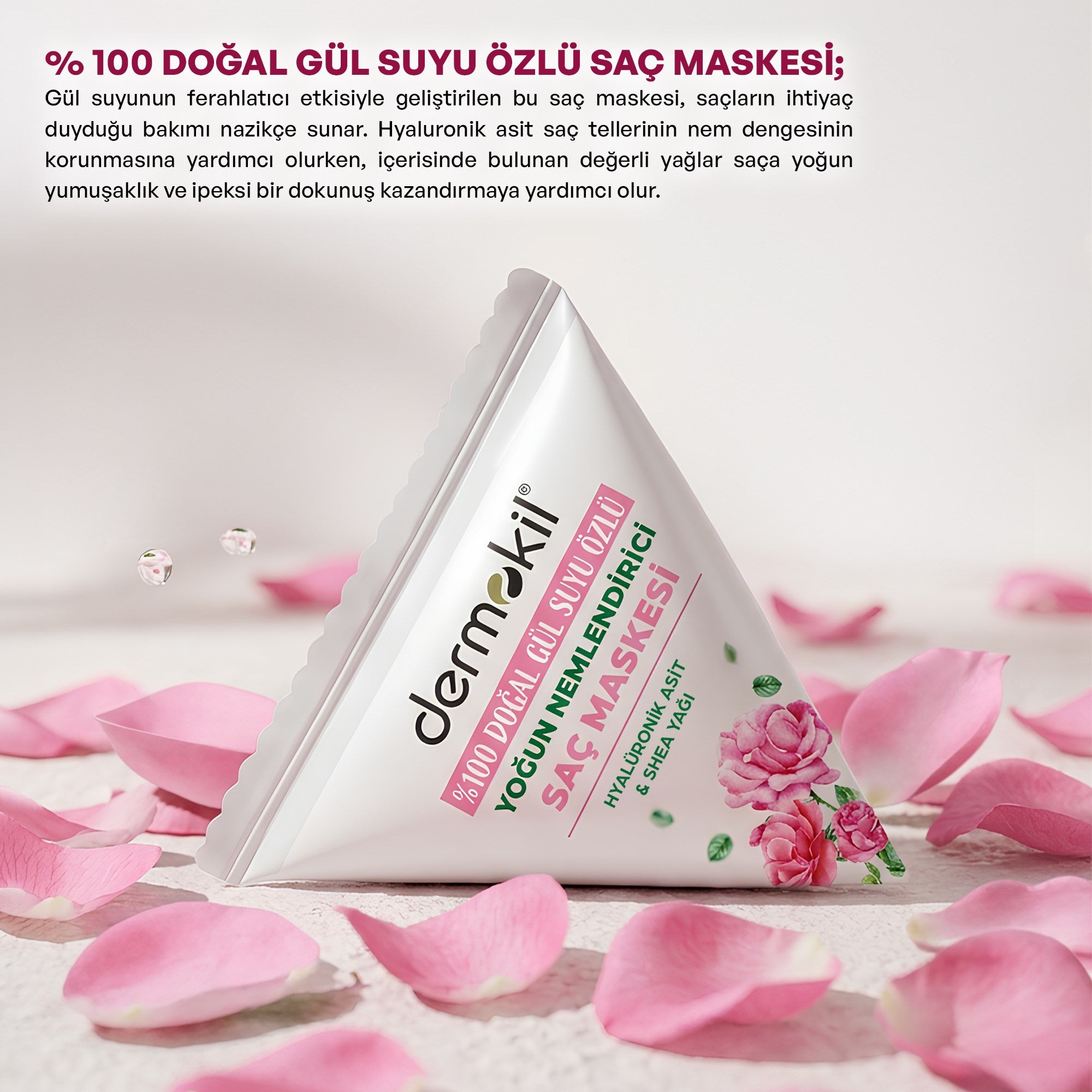  %100 Doğal Gül Suyu Yoğun Nemlendirici Saç Maskesi 25 ml