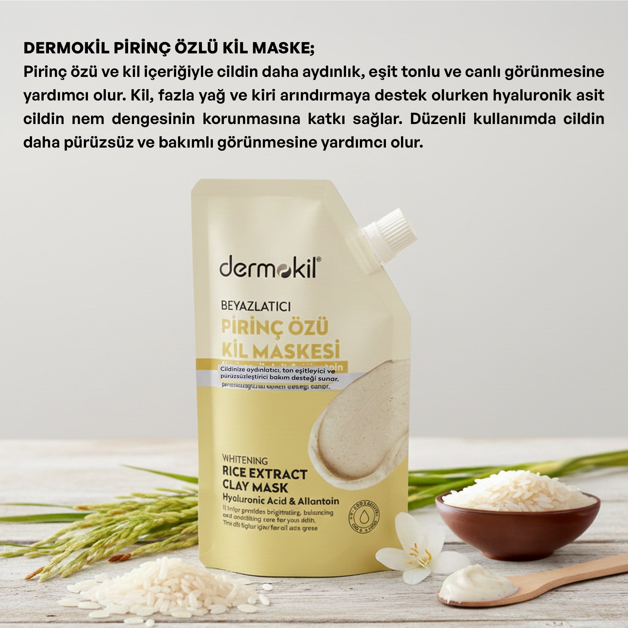 Dermokil Beyazlatıcı Etkili Pirinç Özü Kil Maske 30 ml