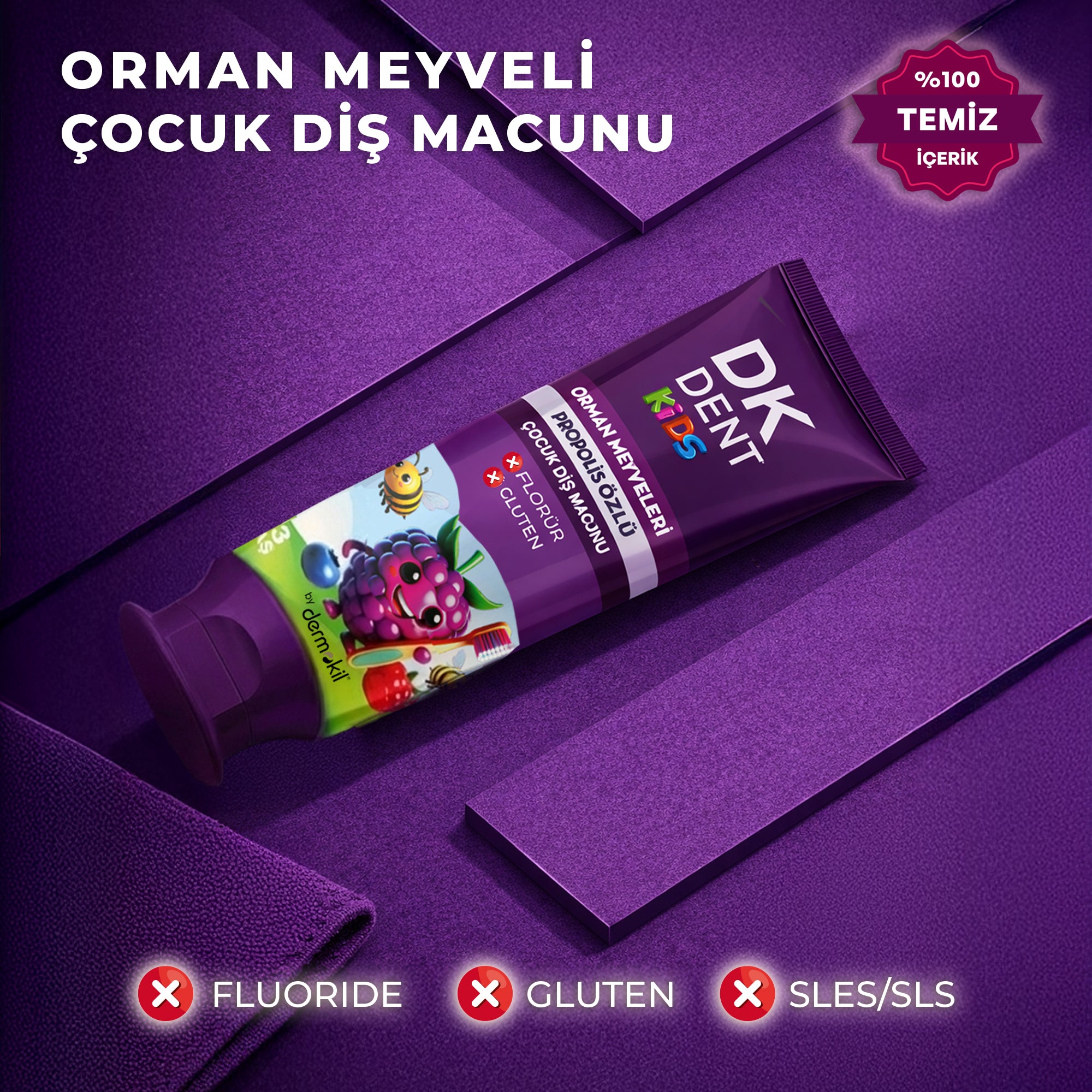 Orman Meyveleri Özlü Florürsüz Çocuk Diş Macunu 50 ml