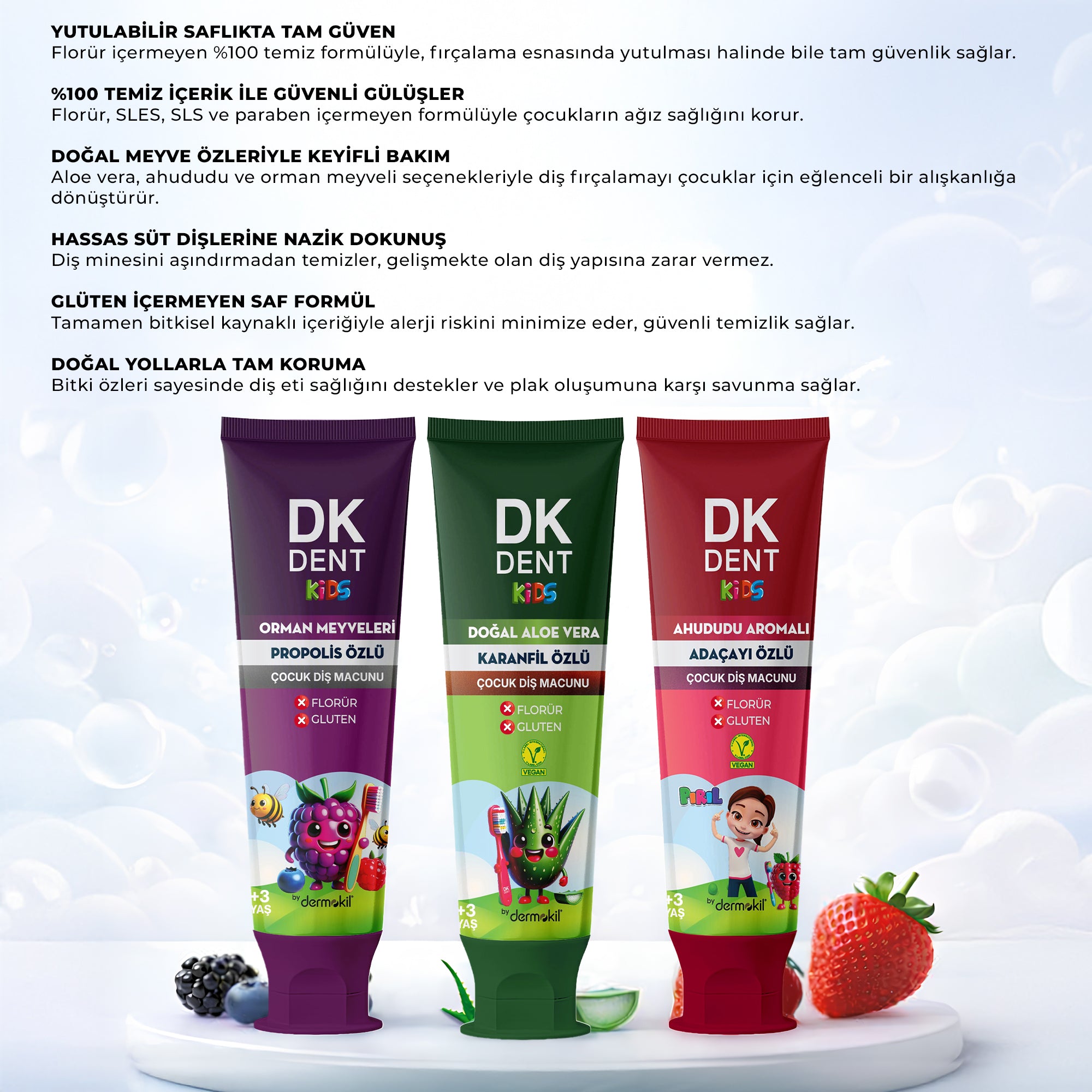 Orman Meyveleri Özlü Florürsüz Çocuk Diş Macunu 50 ml