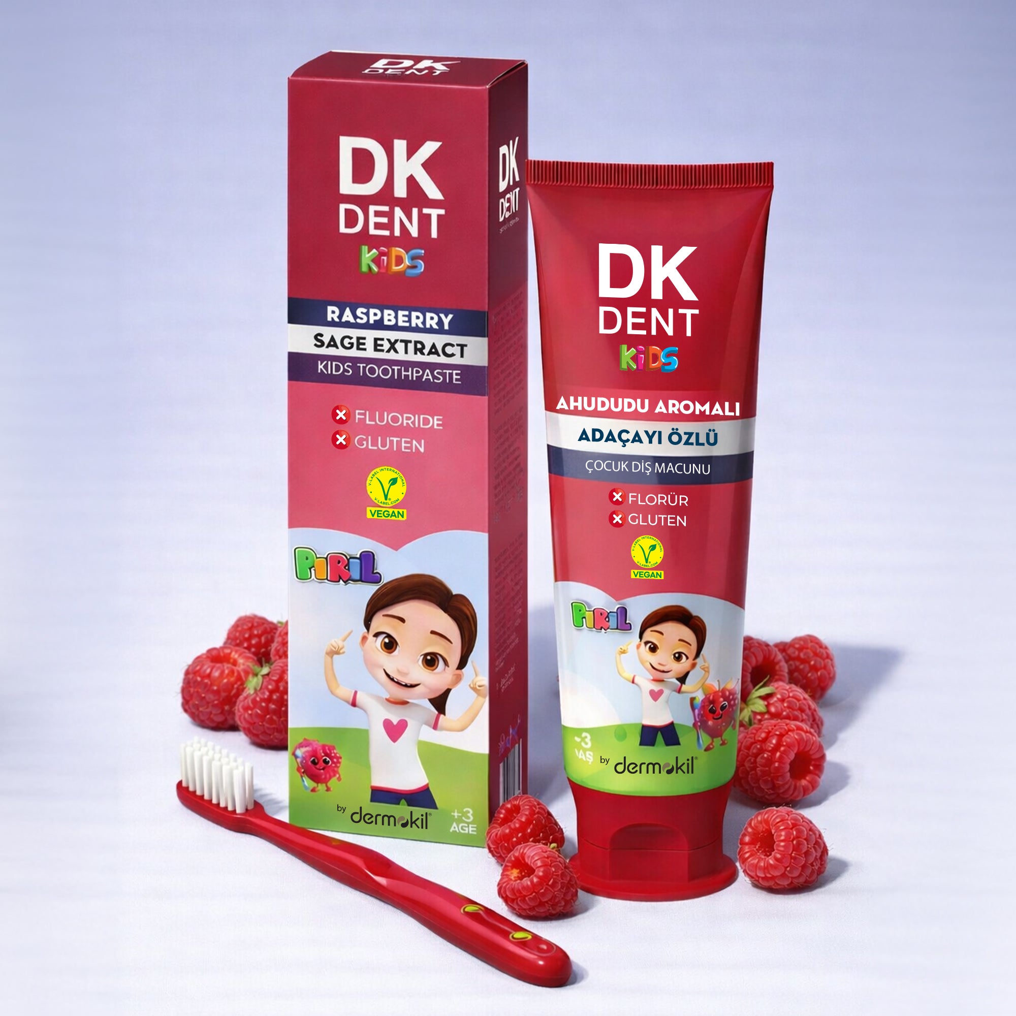 Pırıl Ahududu Aromalı Florürsüz Çocuk Diş Macunu 50 ml
