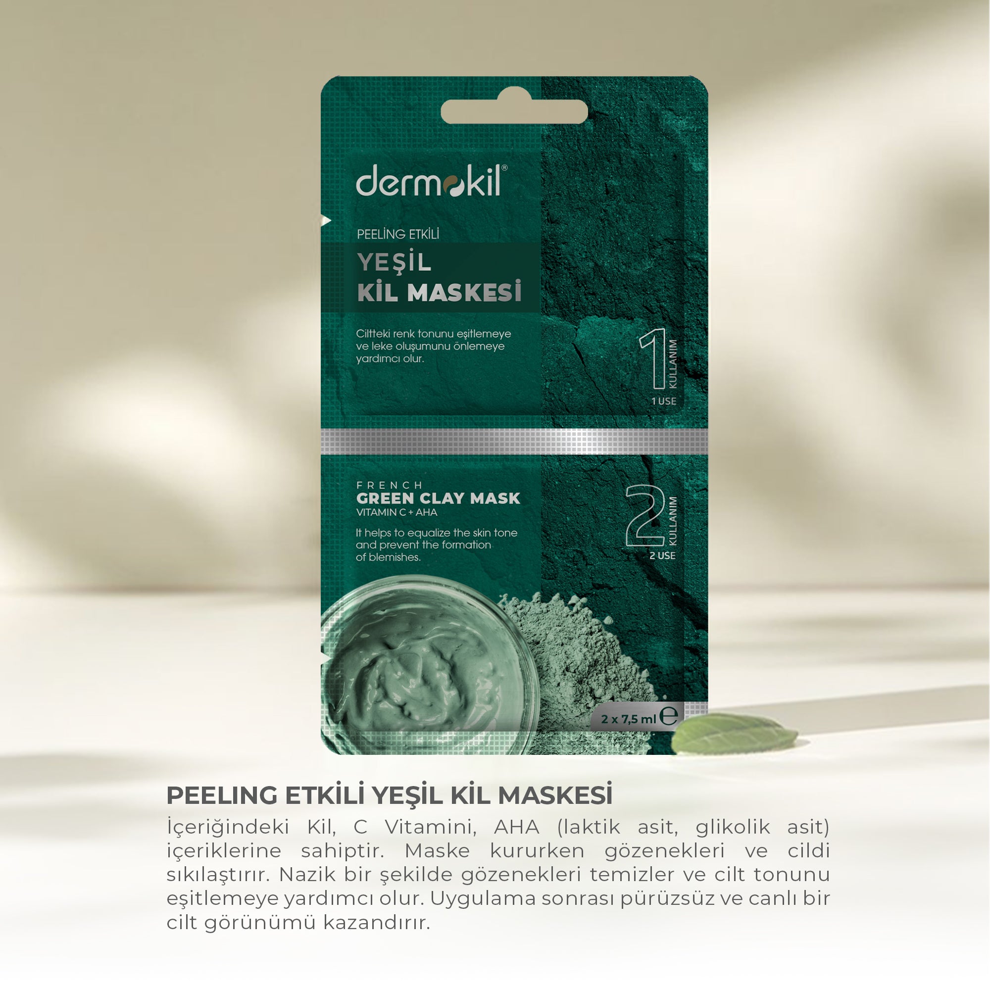 Peeling Etkili Yeşil Kil Maske 15 ml