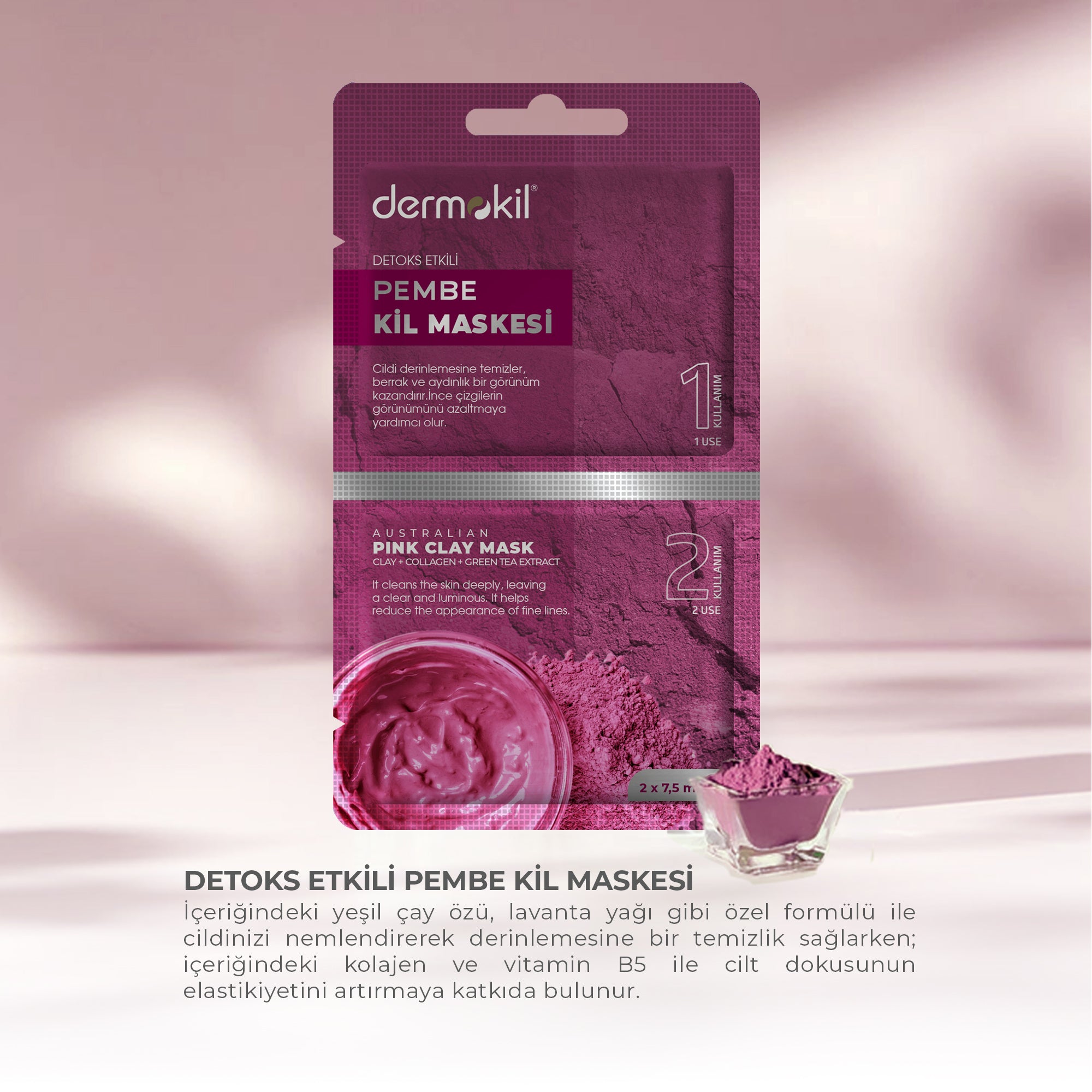 Detoks Etkili Pembe Kil Maske 15 ml
