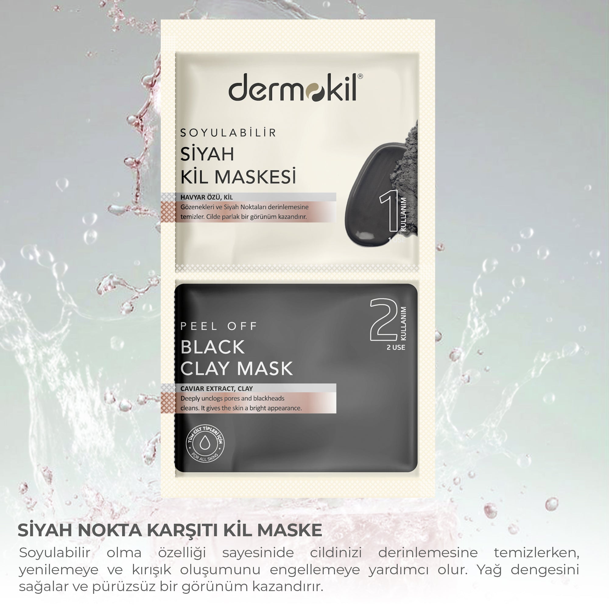 Siyah Nokta Karşıtı Soyulabilir Siyah Havyar Özlü Maske 2 x 7,5 ml