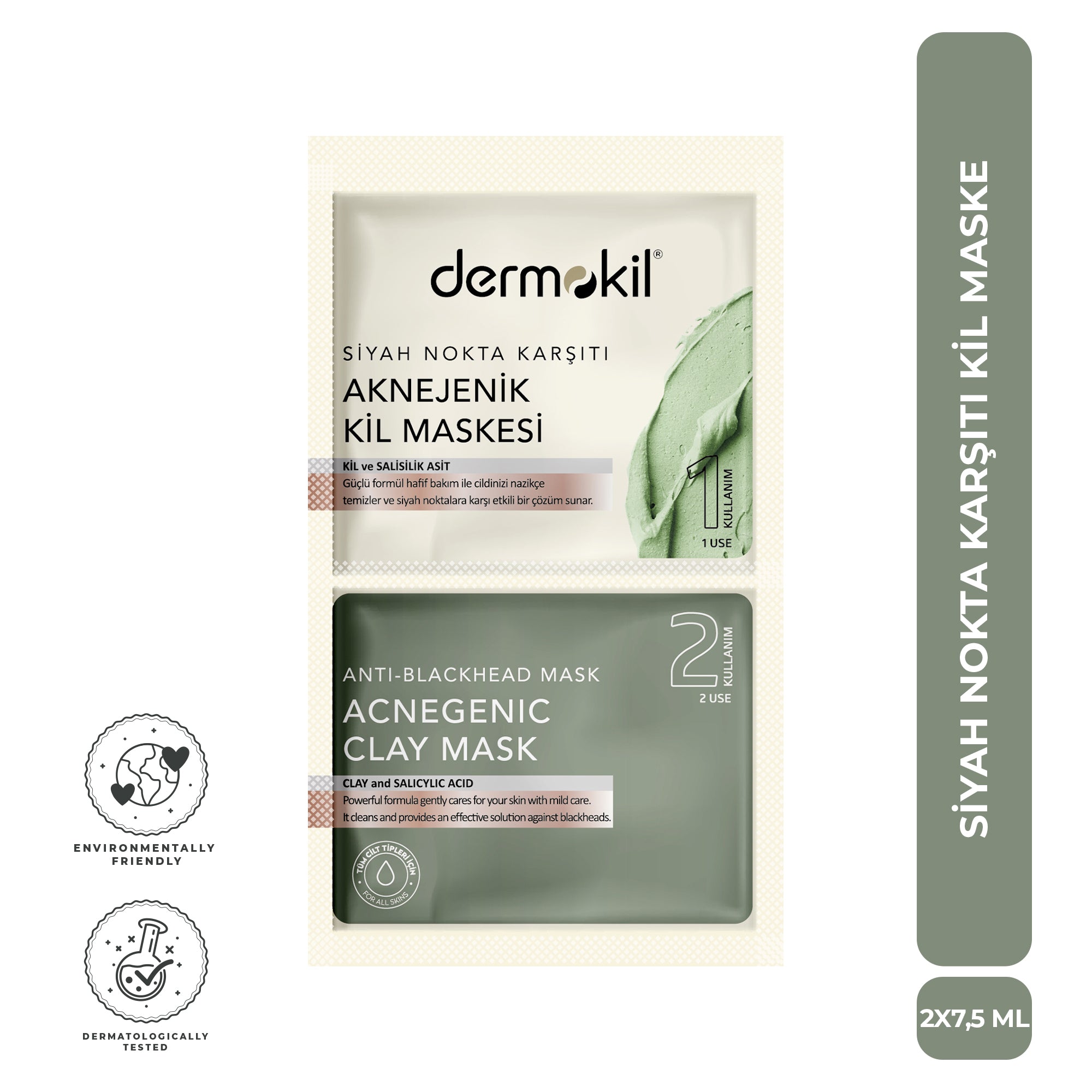 Akne ve Siyah Nokta Karşıtı Kil Maske 2 x 7.5 ml