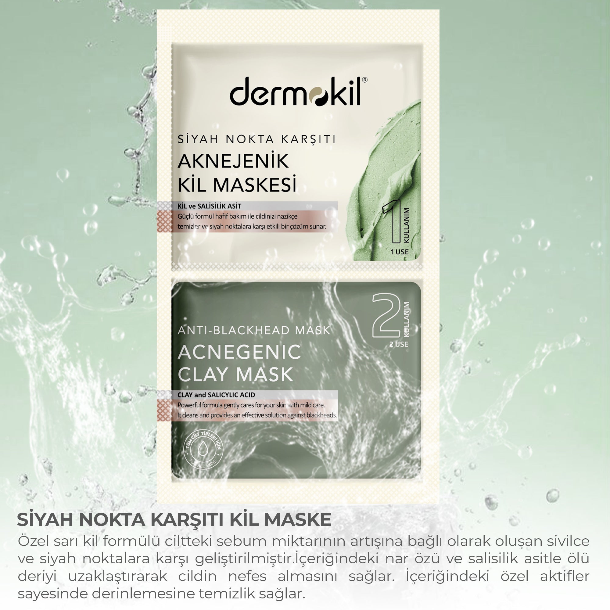 Akne ve Siyah Nokta Karşıtı Kil Maske 2 x 7.5 ml