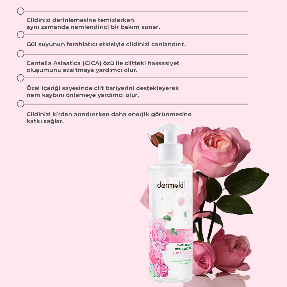 100% Natural Rose Water Revitalizing Moisturizing Facial Cleansing Gel 200 ml