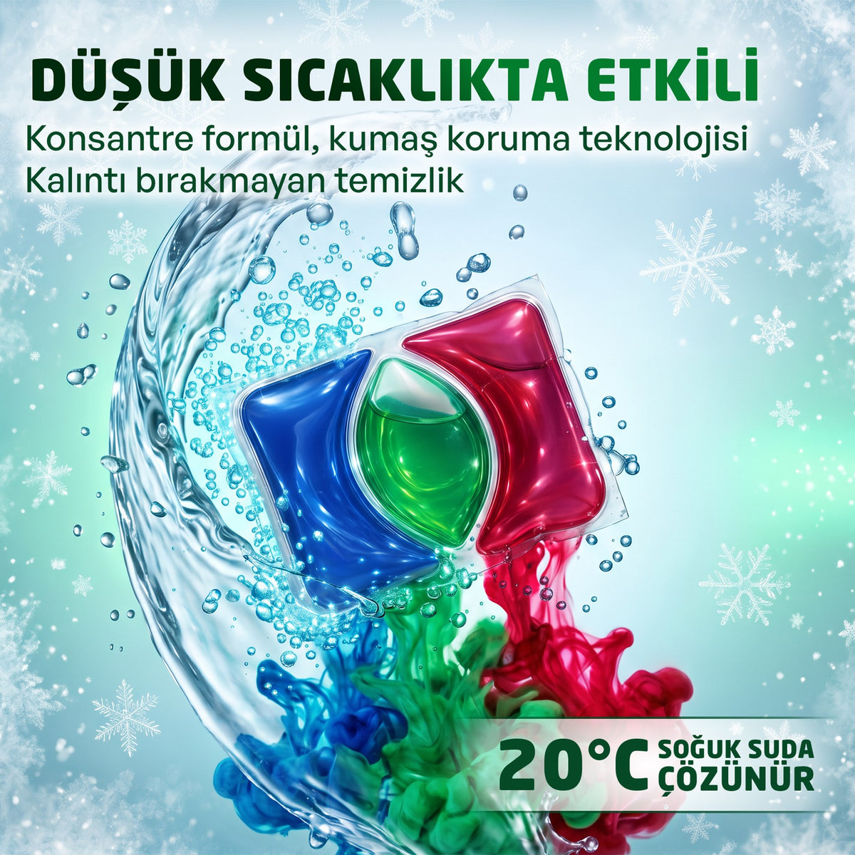 Renkliler İçin 3’ü 1 Arada Çamaşır Deterjanı Kapsülü 15 Yıkama