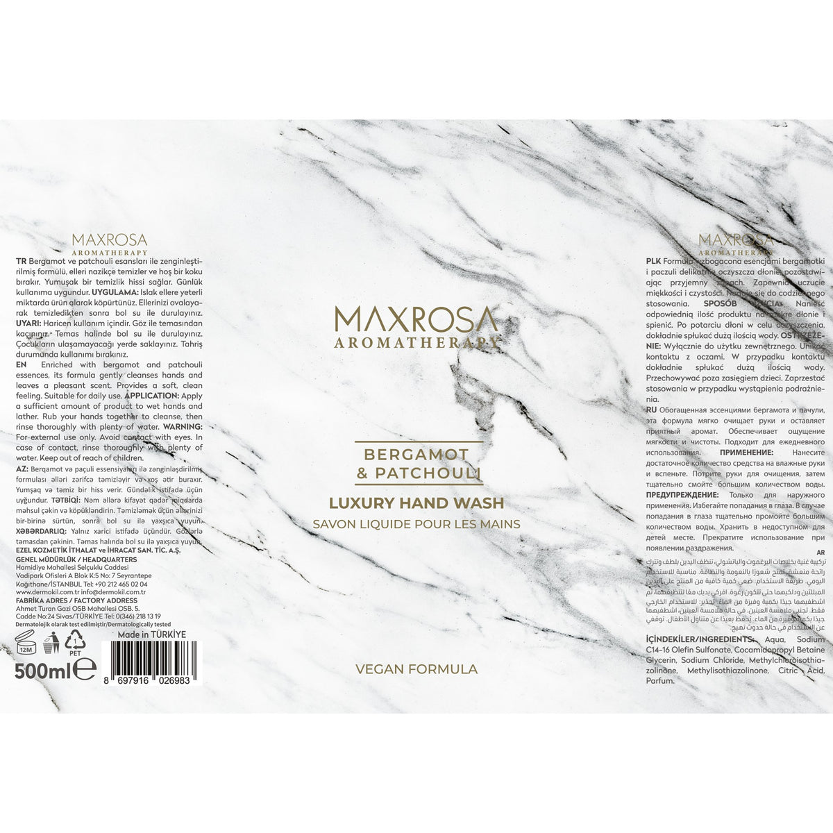 Maxrosa Aromatherapy Bergamot & Patchouli Sıvı Sabun 500 ml