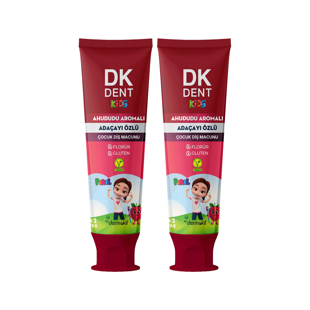 Pırıl Ahududu Aromalı Florürsüz Çocuk Diş Macunu 50 ml 2'li Set