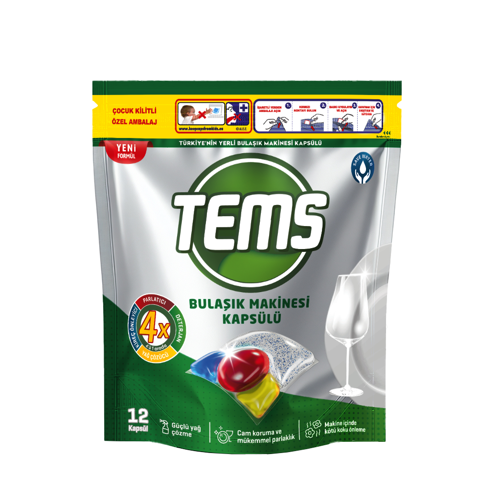 4-in-1 Effective Dishwasher Detergent Capsules, 12 Capsules