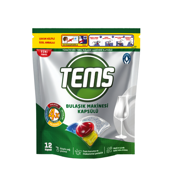 4-in-1 Effective Dishwasher Detergent Capsules, 12 Capsules