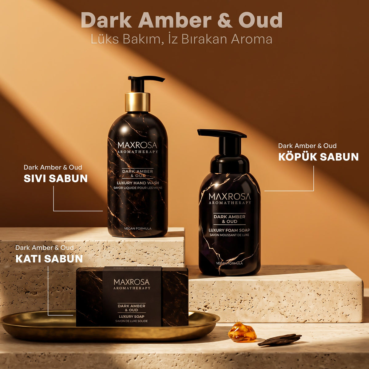 Maxrosa Aromatherapy Dark Amber & Oud Sıvı Sabun 500 ml