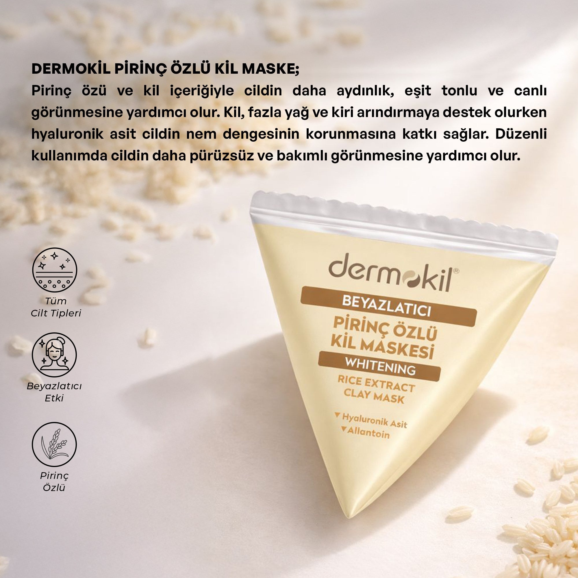 Beyazlatıcı Etkili Pirinç Özü Kil Maske 9 ml