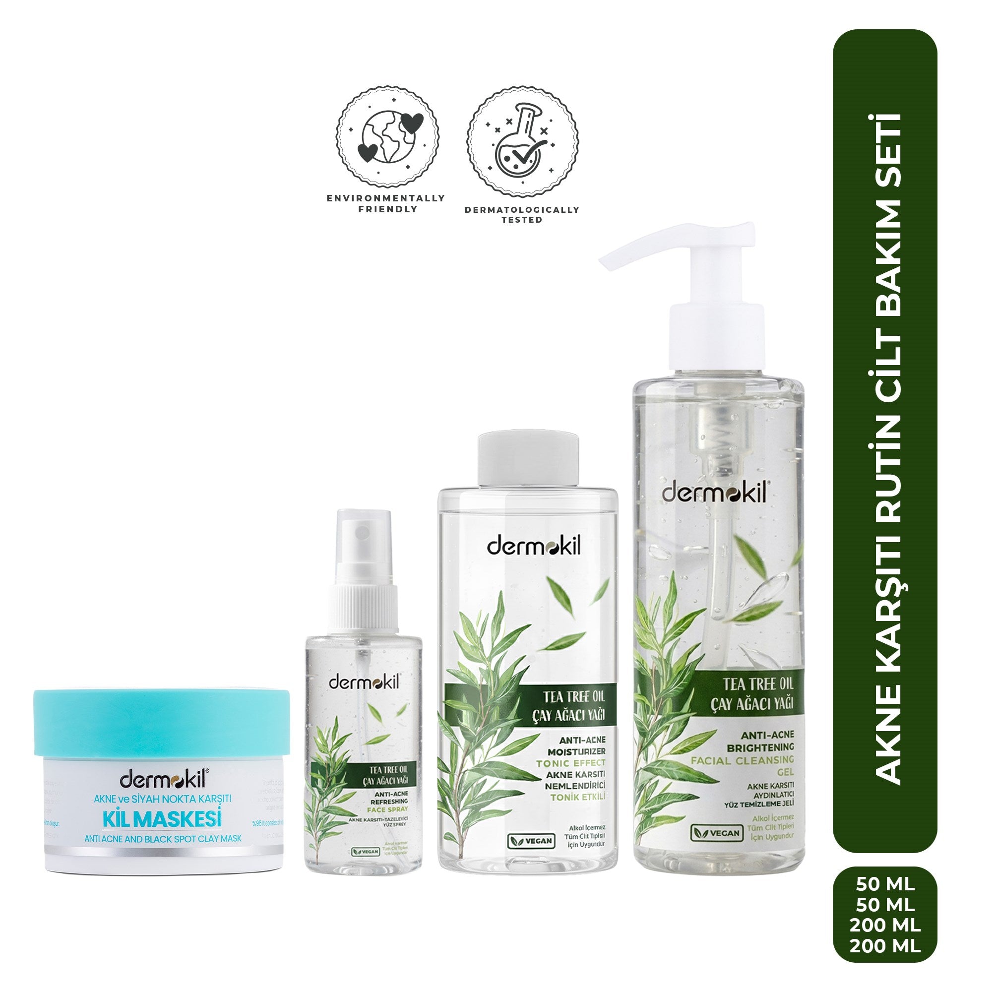 Akne karşıtı cilt bakım seti ile cildi derinlemesine arındıran, fazla yağı dengeleyen ve akne oluşumunu azaltmaya yardımcı olarak daha temiz, pürüzsüz ve dengeli bir cilt görünümü kazandıran bakım seti
