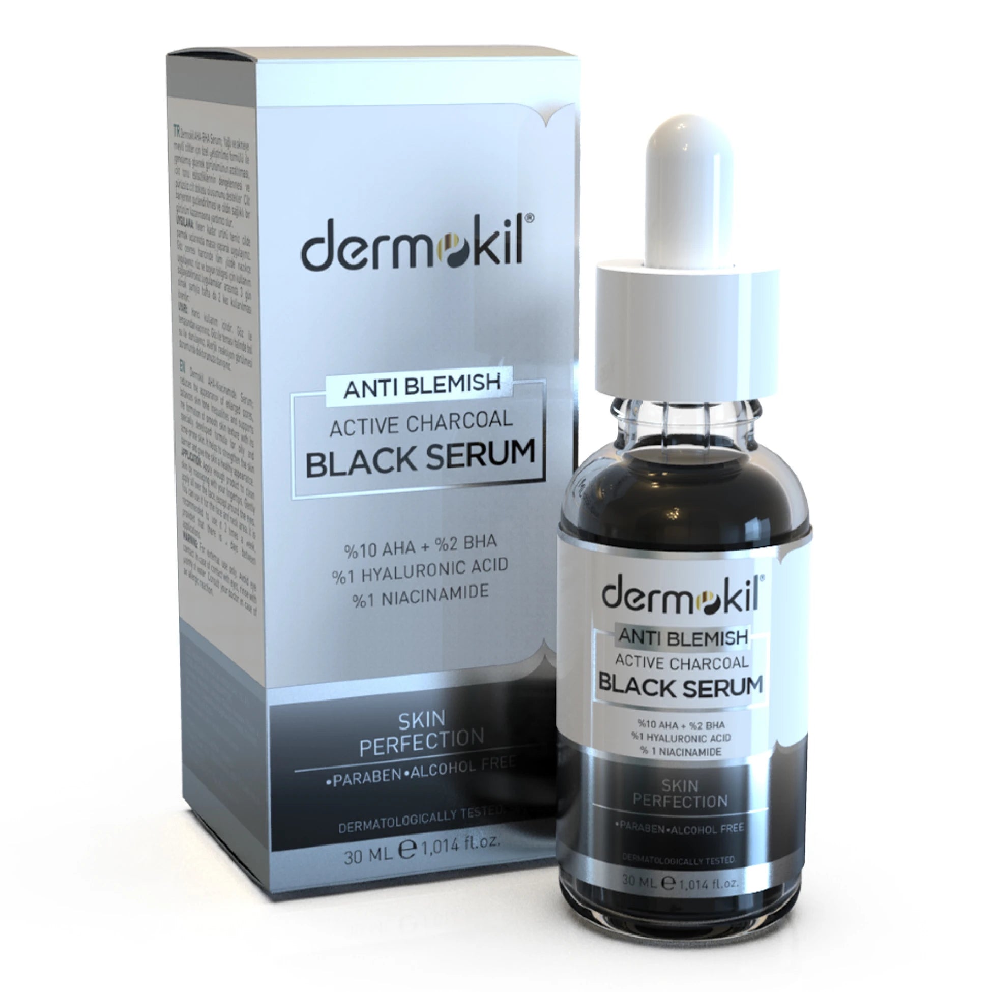 Aktif karbon içeren anti blemish serum ile cildi arındıran, gözenekleri temizleyen ve daha pürüzsüz, dengeli bir cilt görünümü kazandırmaya yardımcı olan bakım ürünü