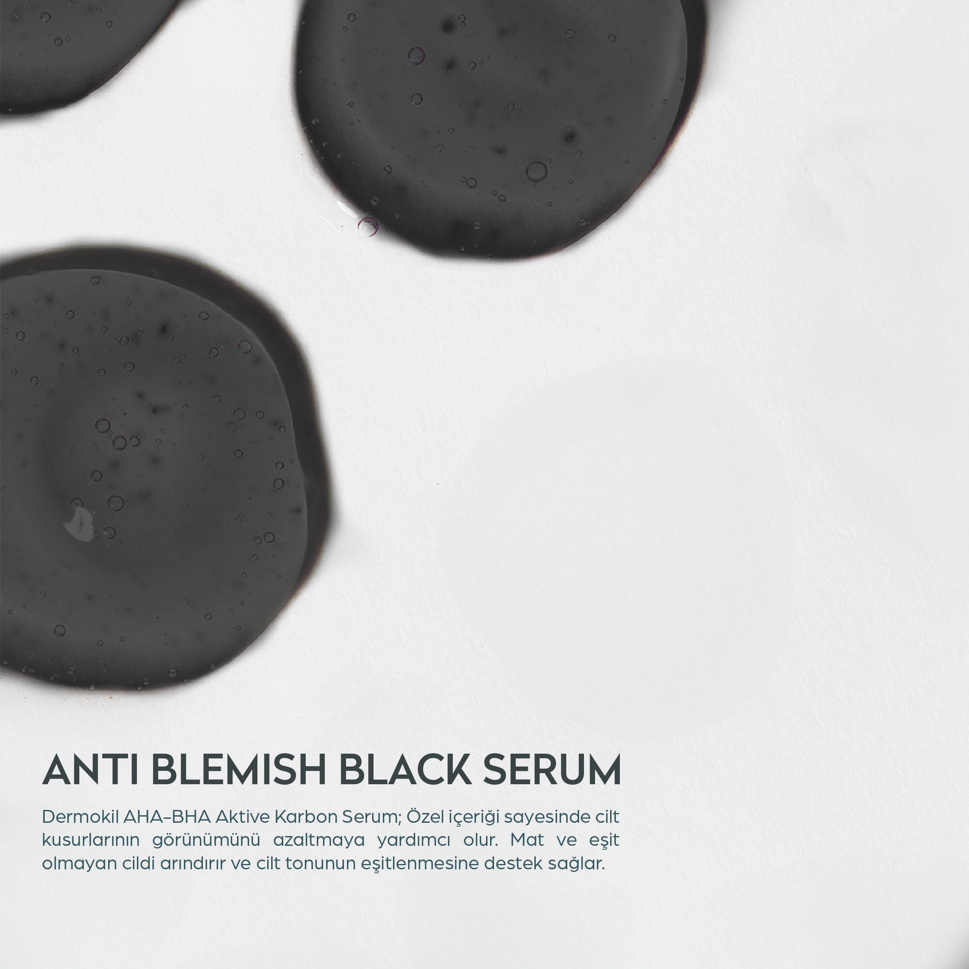Aktif karbon içeren anti blemish serum ile cildi arındıran, gözenekleri temizleyen ve daha pürüzsüz, dengeli bir cilt görünümü kazandırmaya yardımcı olan bakım ürünü