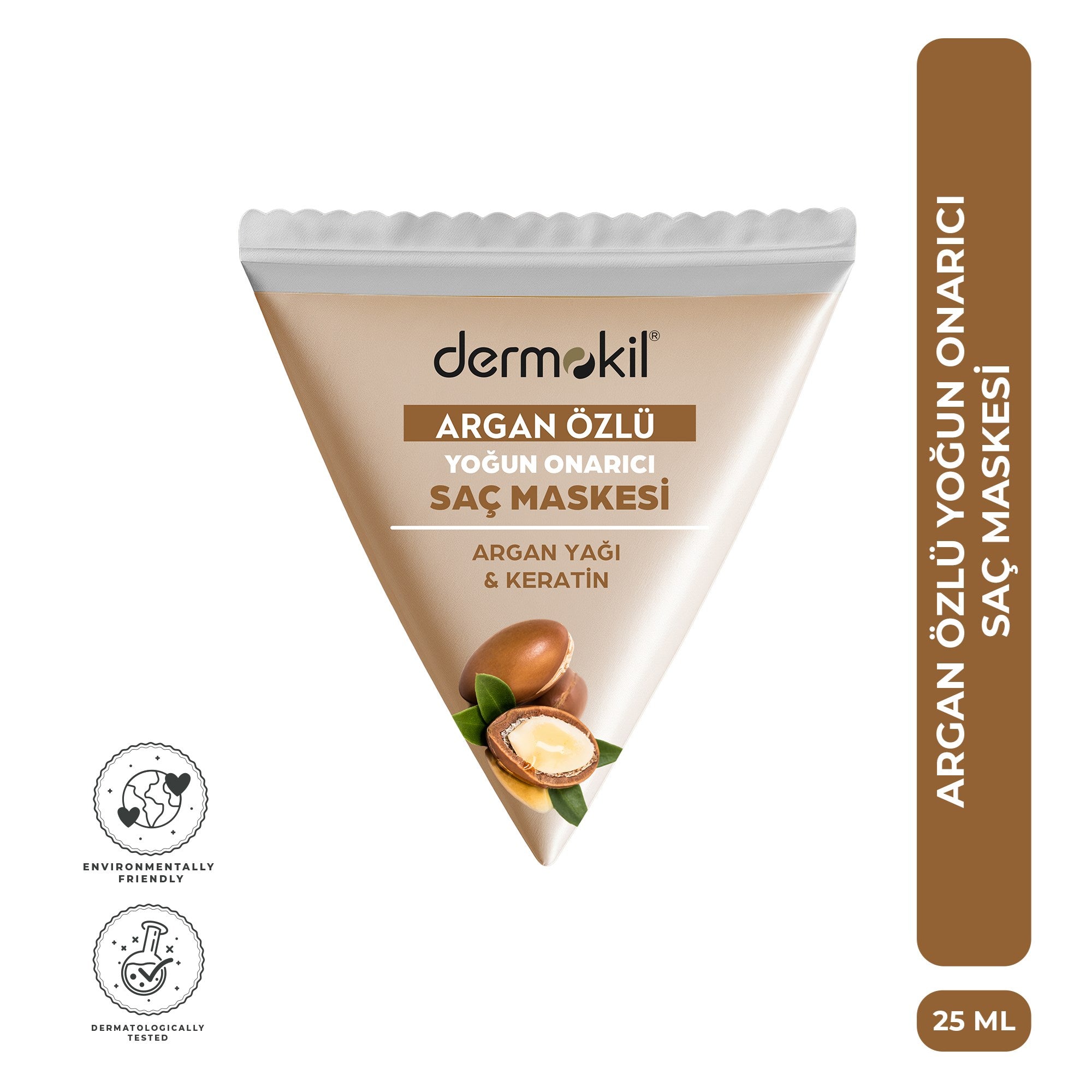 Argan yağı içerikli yoğun onarıcı saç maskesi ile yıpranmış saçları besleyen, nemlendiren ve daha pürüzsüz, parlak ve sağlıklı bir saç görünümü kazandırmaya yardımcı bakım ürünü