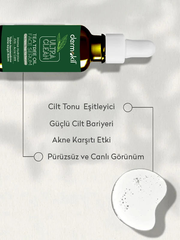 Yoğun Nemlendirici Akne Karşıtı Çay Ağacı Yağı Yüz Serumu 30 ml - Dermokil