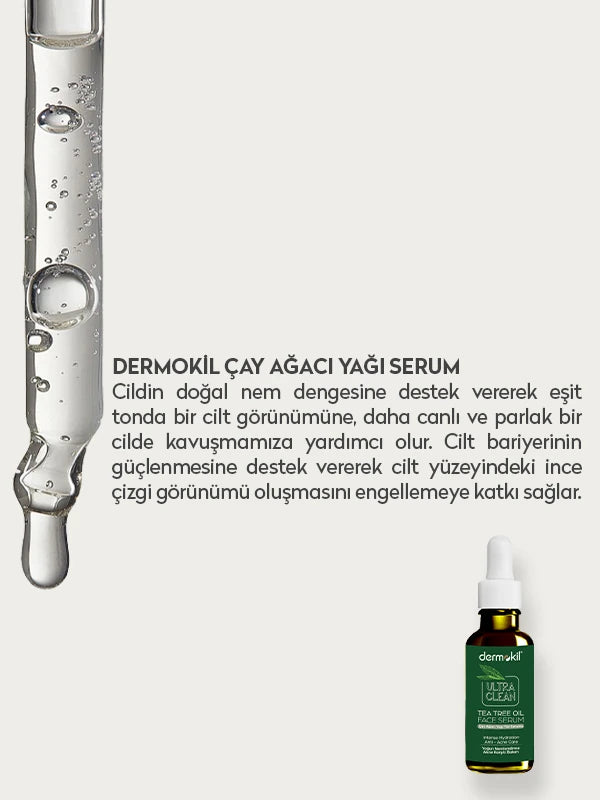 Yoğun Nemlendirici Akne Karşıtı Çay Ağacı Yağı Yüz Serumu 30 ml - Dermokil