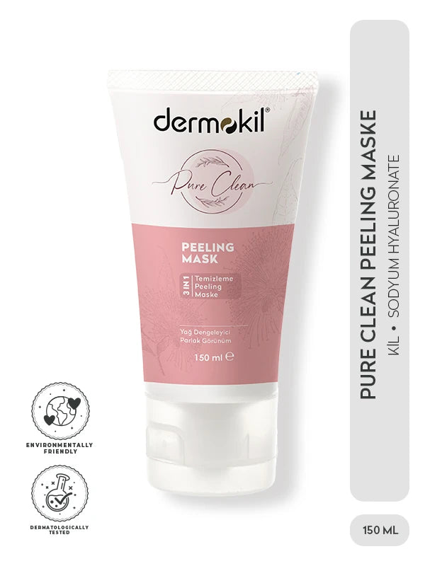 Dermokil pure peeling maske cildi derinlemesine temizleyerek gözenekleri arındırır ve pürüzsüzlük sağlar
