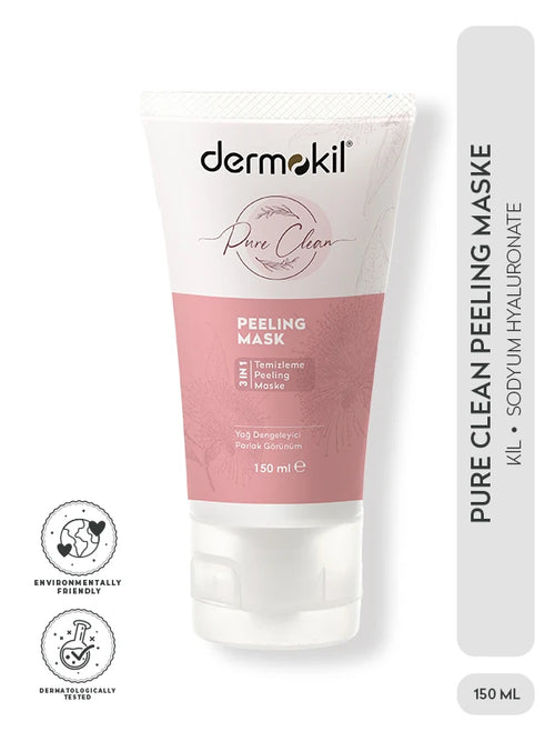 Dermokil pure peeling maske cildi derinlemesine temizleyerek gözenekleri arındırır ve pürüzsüzlük sağlar

