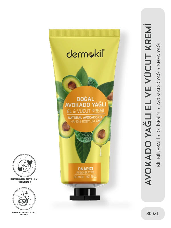 Onarıcı Avokado Yağlı El ve Vücut Kremi 30 ml - Dermokil