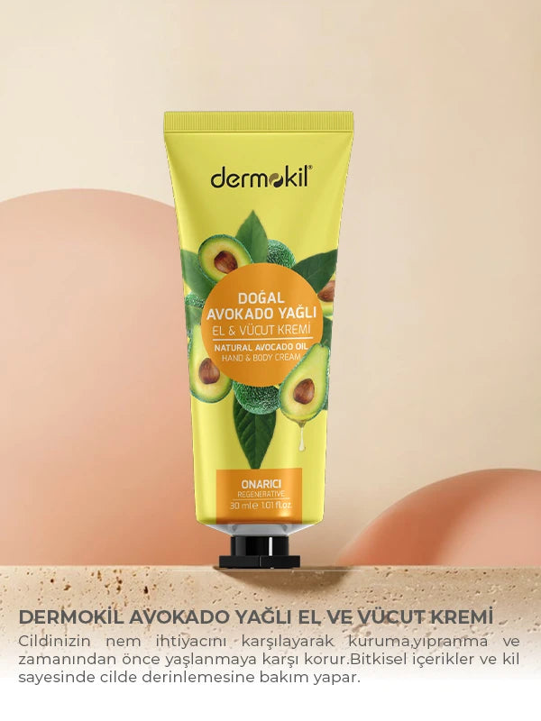 Onarıcı Avokado Yağlı El ve Vücut Kremi 30 ml - Dermokil