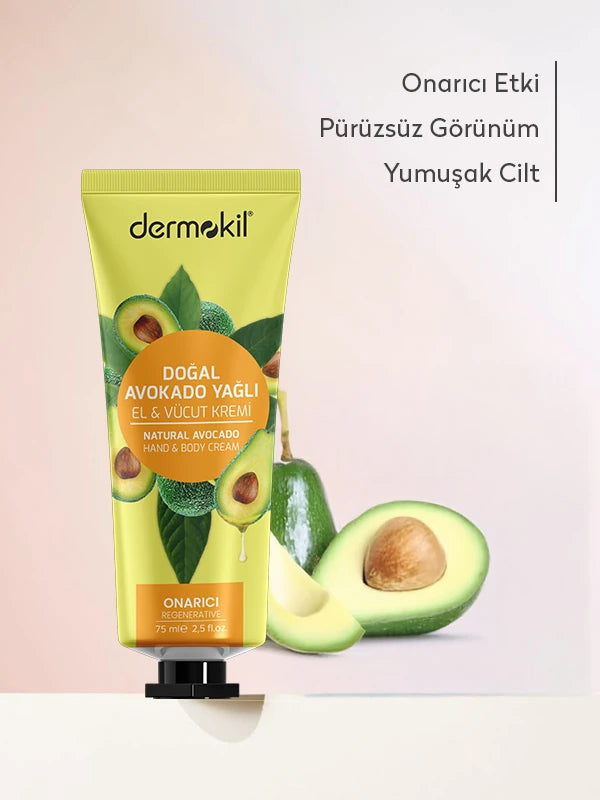 Onarıcı Avokado Yağlı El ve Vücut Kremi 75 ml, Dermokil.