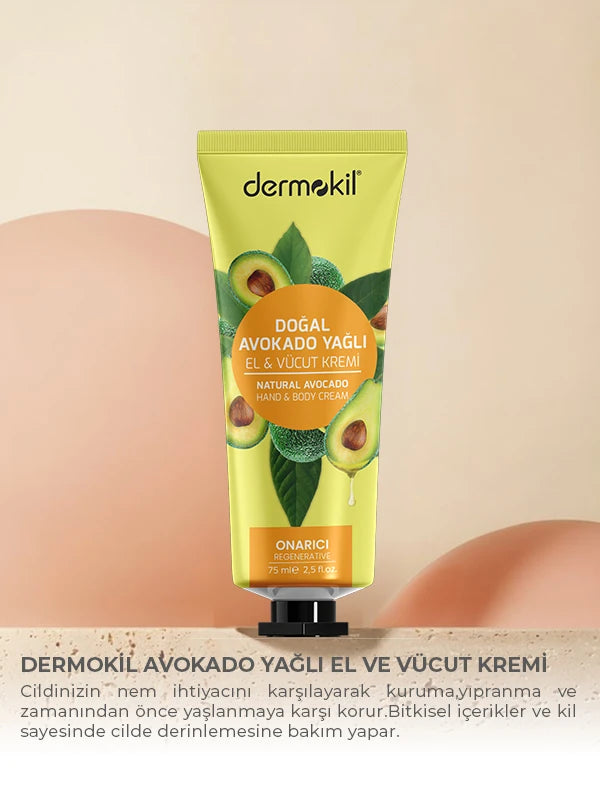 Onarıcı Avokado Yağlı El ve Vücut Kremi 75 ml, Dermokil.