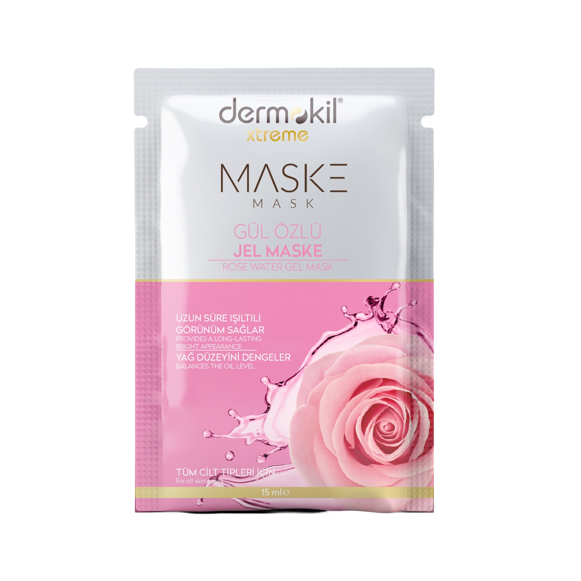 Dermokil gül özlü jel maske cildi nemlendirirken aydınlık ve sağlıklı bir cilt görünümü kazandırır
