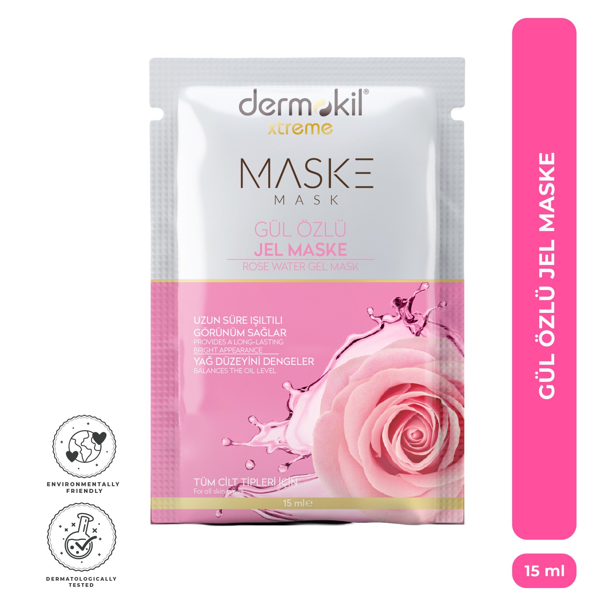 Gül özlü aydınlatıcı jel maske ile cilt tonunu eşitleyerek daha parlak ve canlı bir görünüm elde edilmesine yardımcı olur
