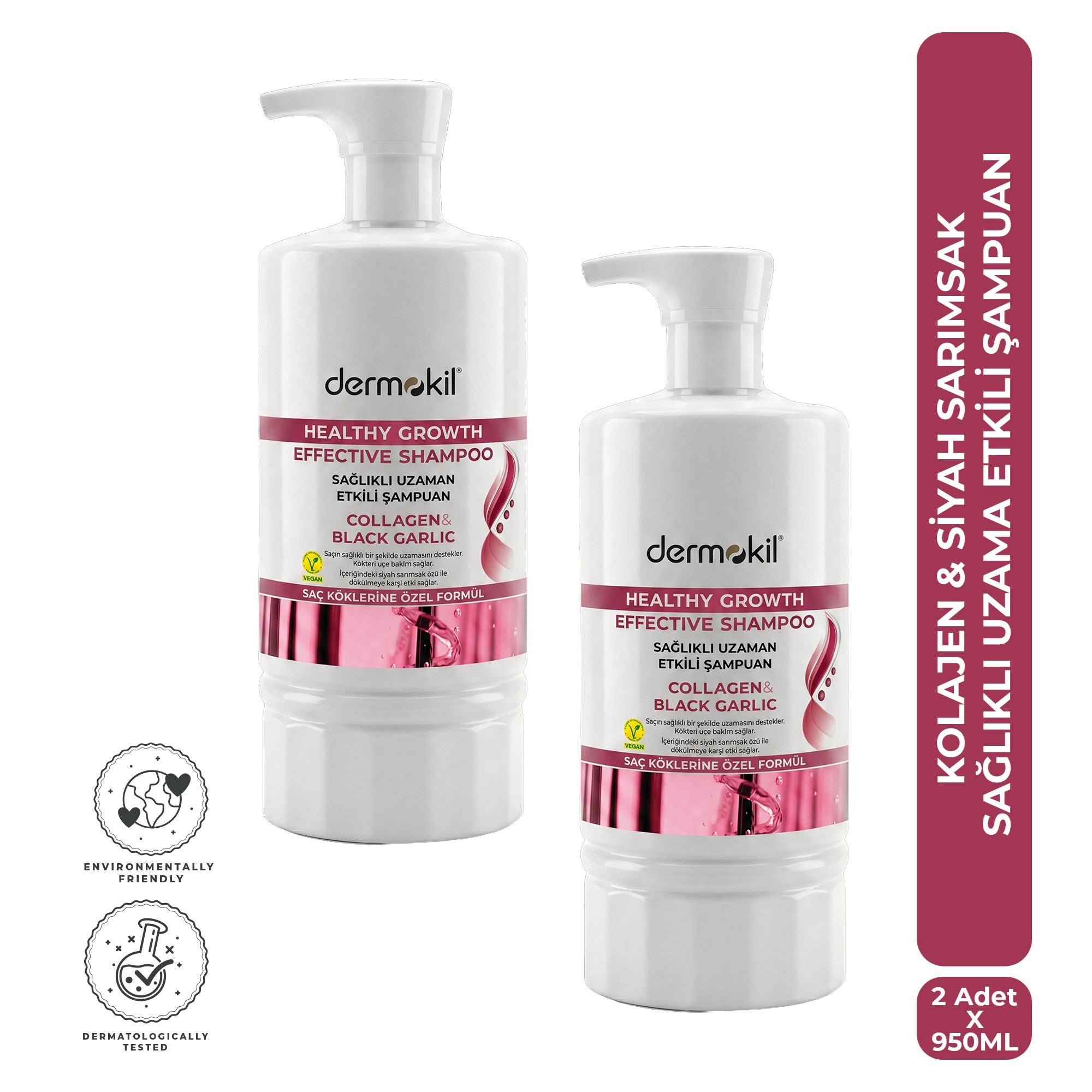 Kolajen & Siyah Sarımsak Sağlıklı Uzama Etkili Şampuan 950 ml x 2 Adet