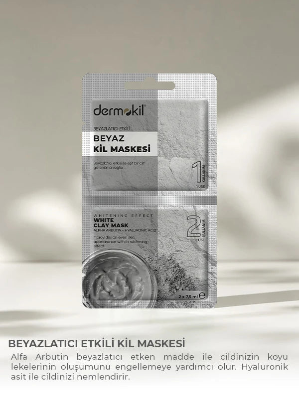 Beyaz kil maske ile cilt tonunu eşitlemeye yardımcı olan, aydınlık ve daha pürüzsüz bir cilt görünümü kazandıran bakım ürünü