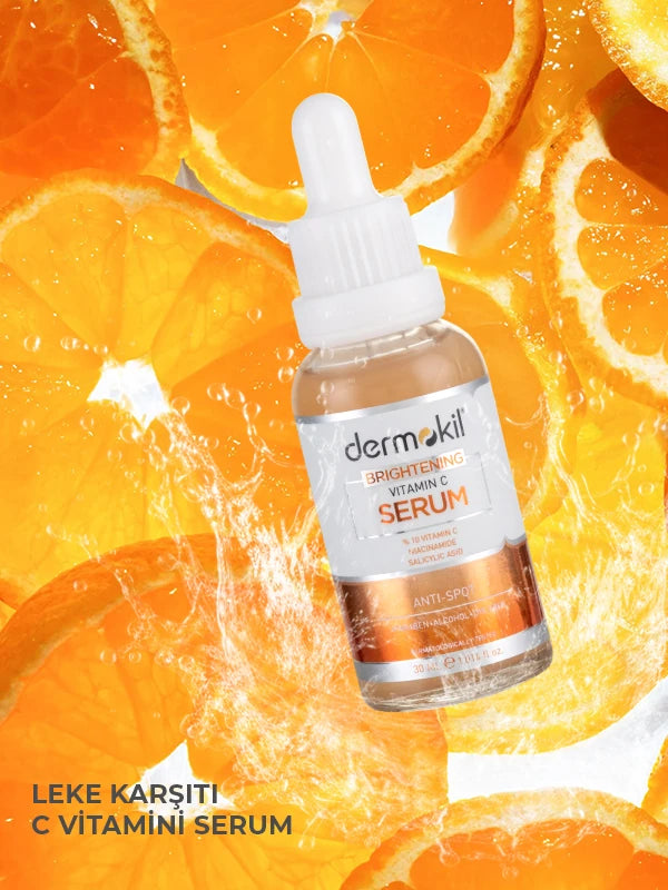 C vitamini içeren aydınlatıcı serum ile cilt tonunu eşitleyen, parlaklık kazandıran ve daha canlı, pürüzsüz bir cilt görünümü destekleyen bakım ürünü
