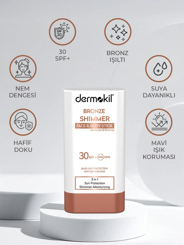 Bronzlaştırıcı Etkili SPF 30+ Stick Güneş Koruyucu 20 g, Dermokil.